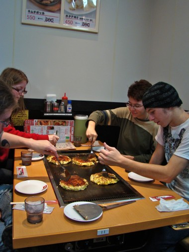 Okonomiyaki - "fried as you like it" - eating Japanese pancakes