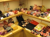 Various bags and purses made from beautiful fabric from a shop in Kyoto called the Chiri-Men Craft Museum.