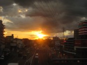 Setting sun on one of our last evenings in Japan on a train from Osaka to Kyoto.